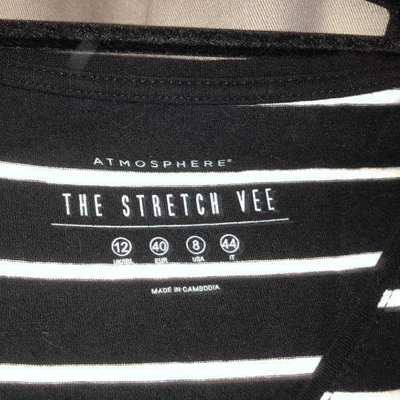 Stretchy long sleeve v neck striped tee - Picture 2 of 2